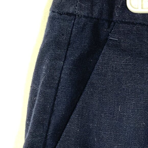 Crewcuts Girls Shorts Navy Blue Linen Blend Size 12 Pockets Scalloped Hem - Picture 3 of 8